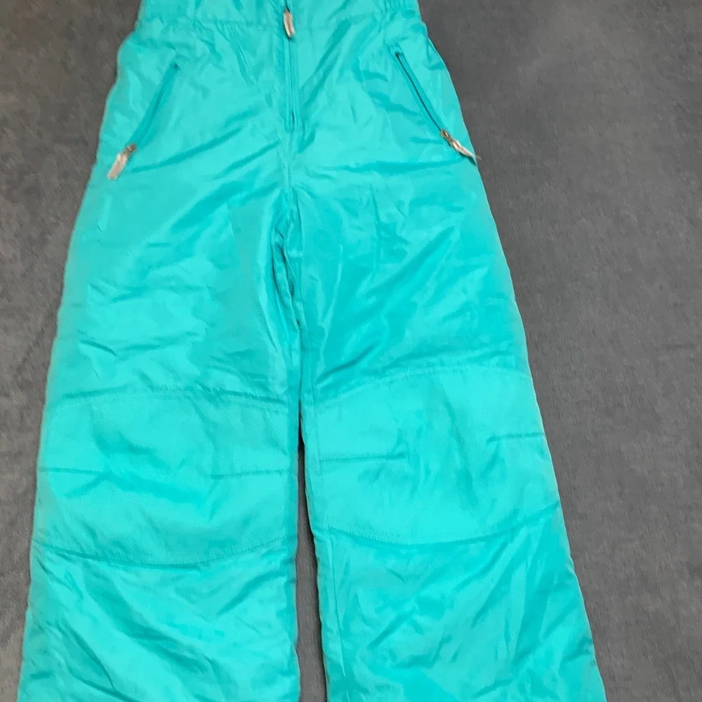 Champion Snow Bib Overall Girls Large Blue Adjustable Strap Insulated Zip Pocket